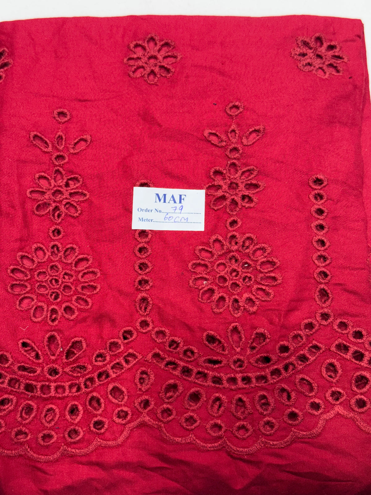 Buy Cutpiece Cotton Maroon Hakoba Cutwork Embroidered 60 Centimeter
