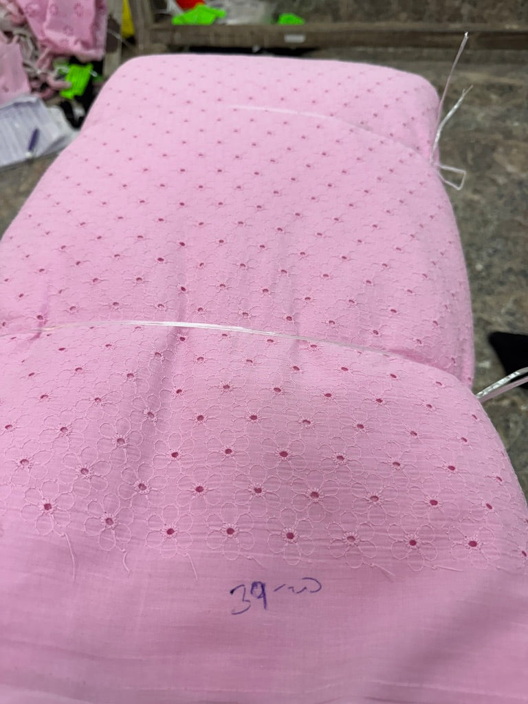 Buy Cotton Hakoba Baby Pink Baby Flower Embroidery