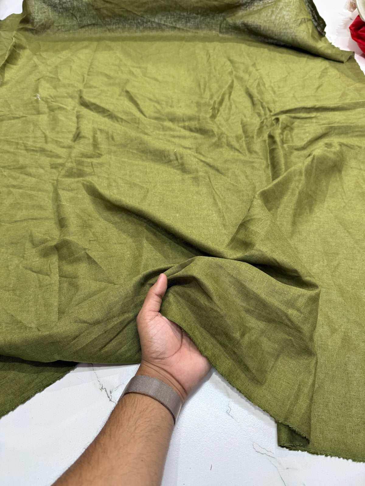 Buy Pure Linen Solid Olive Green - MAF 