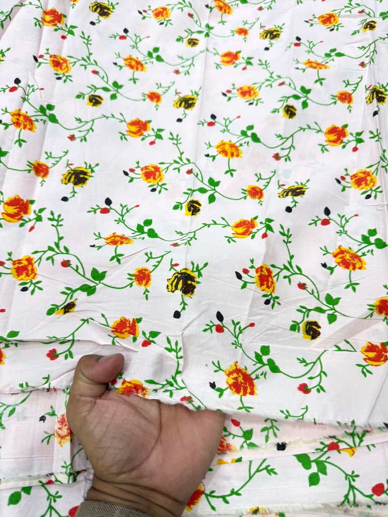 Buy Cotton Poplin Fire Flower Printed Fabric