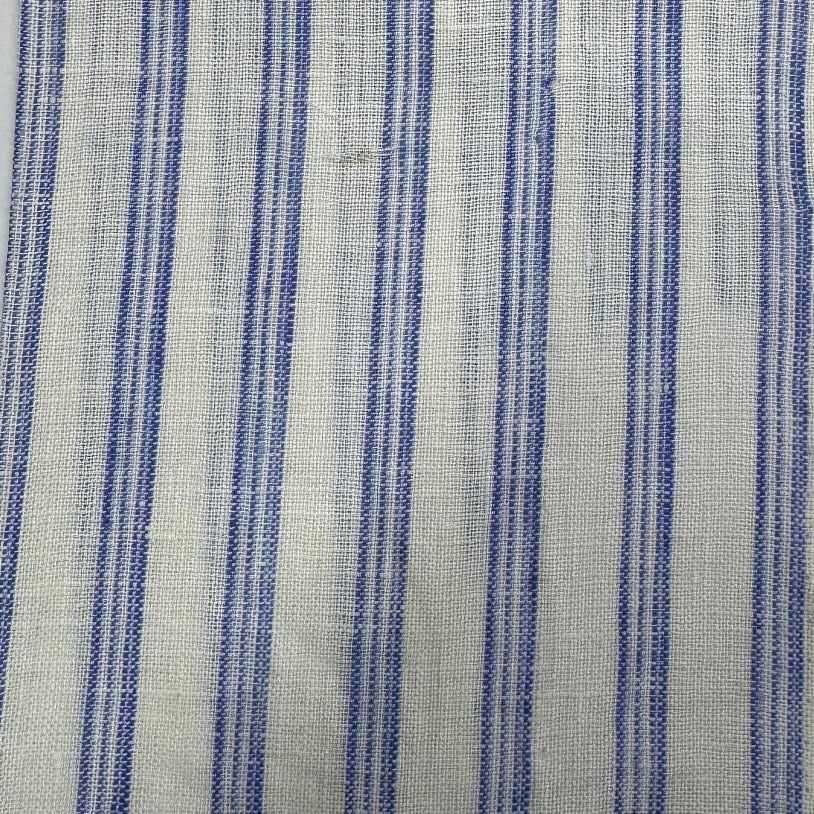 Buy Imported 100% Linen Rich Blue Stripe Fabric