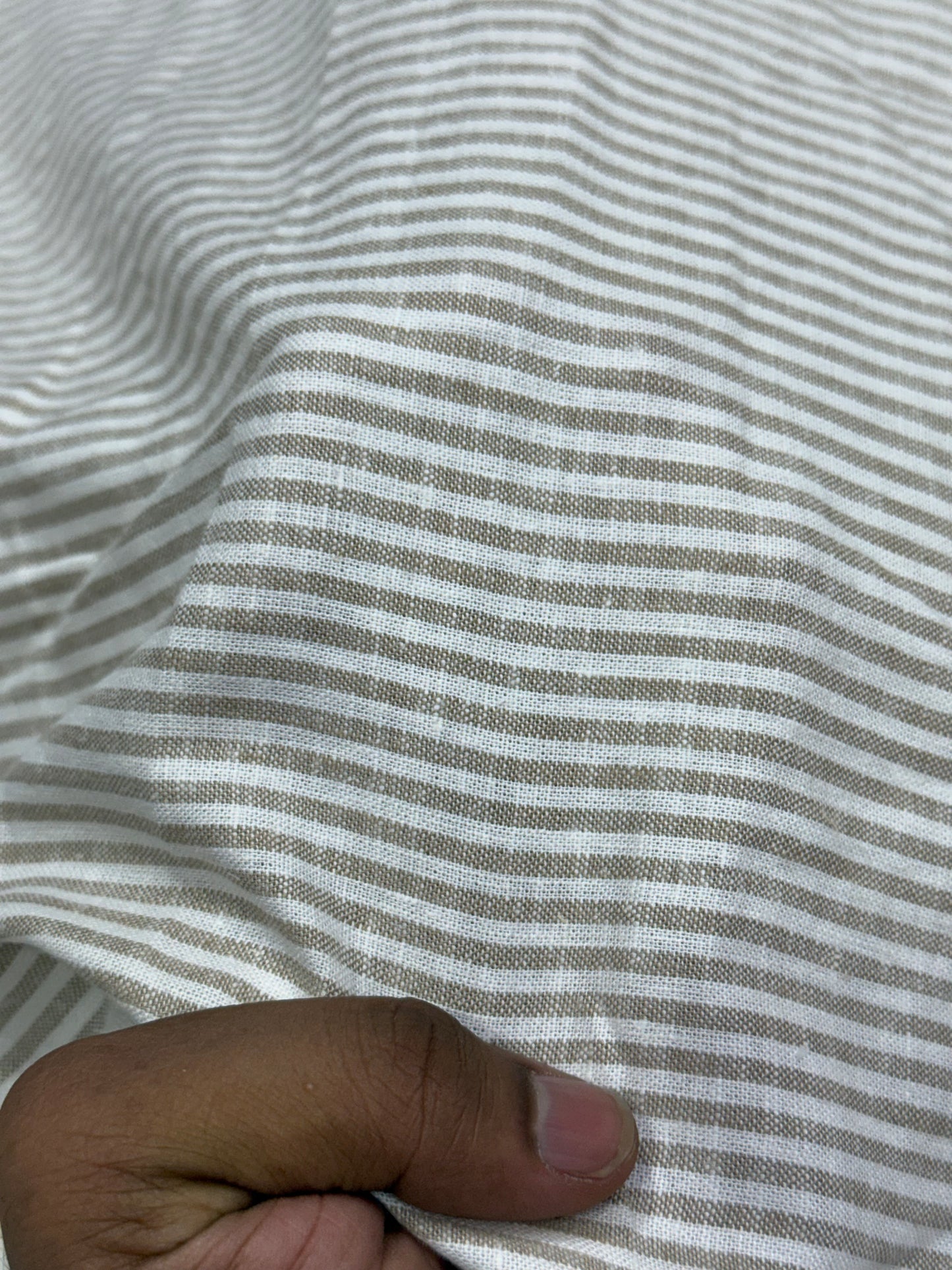 Buy Premium Pure Linen Beige Stripe Yarn Dyed Fabric