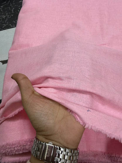 Buy Pure Linen Solid Baby Pink Fabric