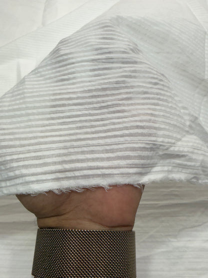 Buy Premium Cotton Seersucker Ivory Stripe Fabric