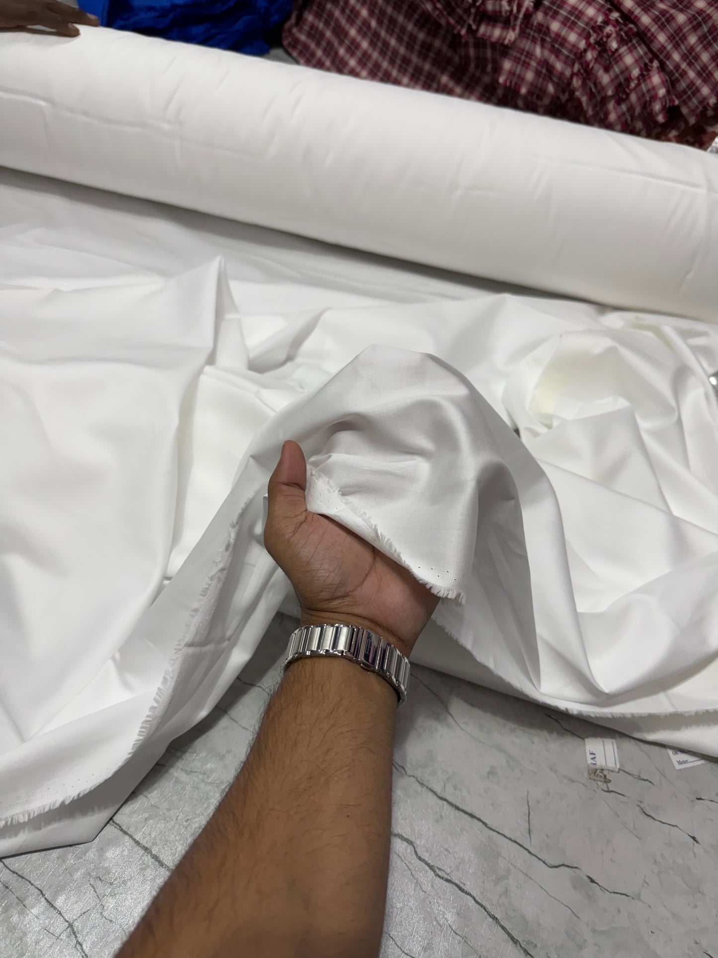 Buy Solid White Pure Cotton Poplin Satin - MAF 