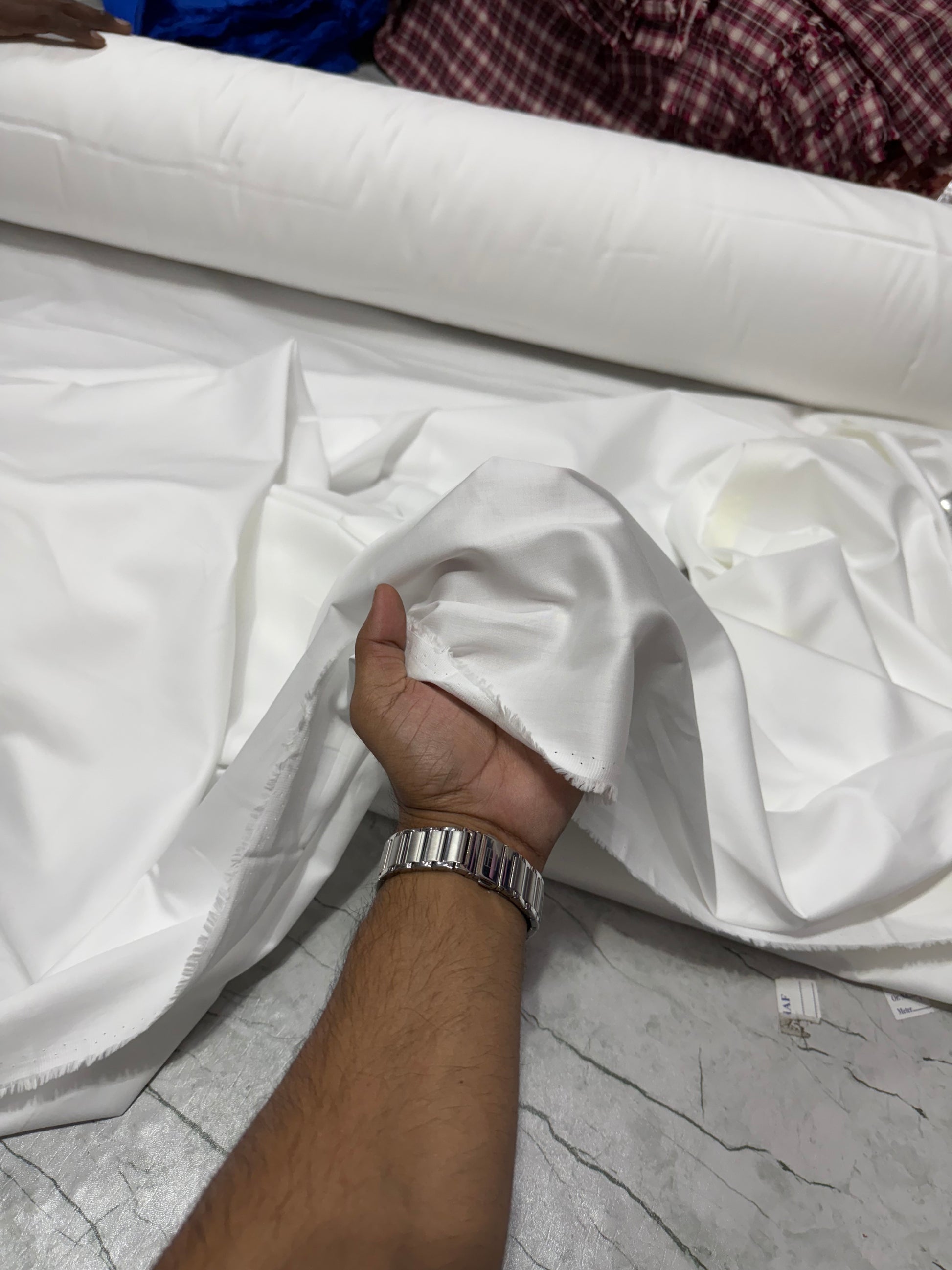 Buy Solid White Pure Cotton Poplin Satin - MAF 