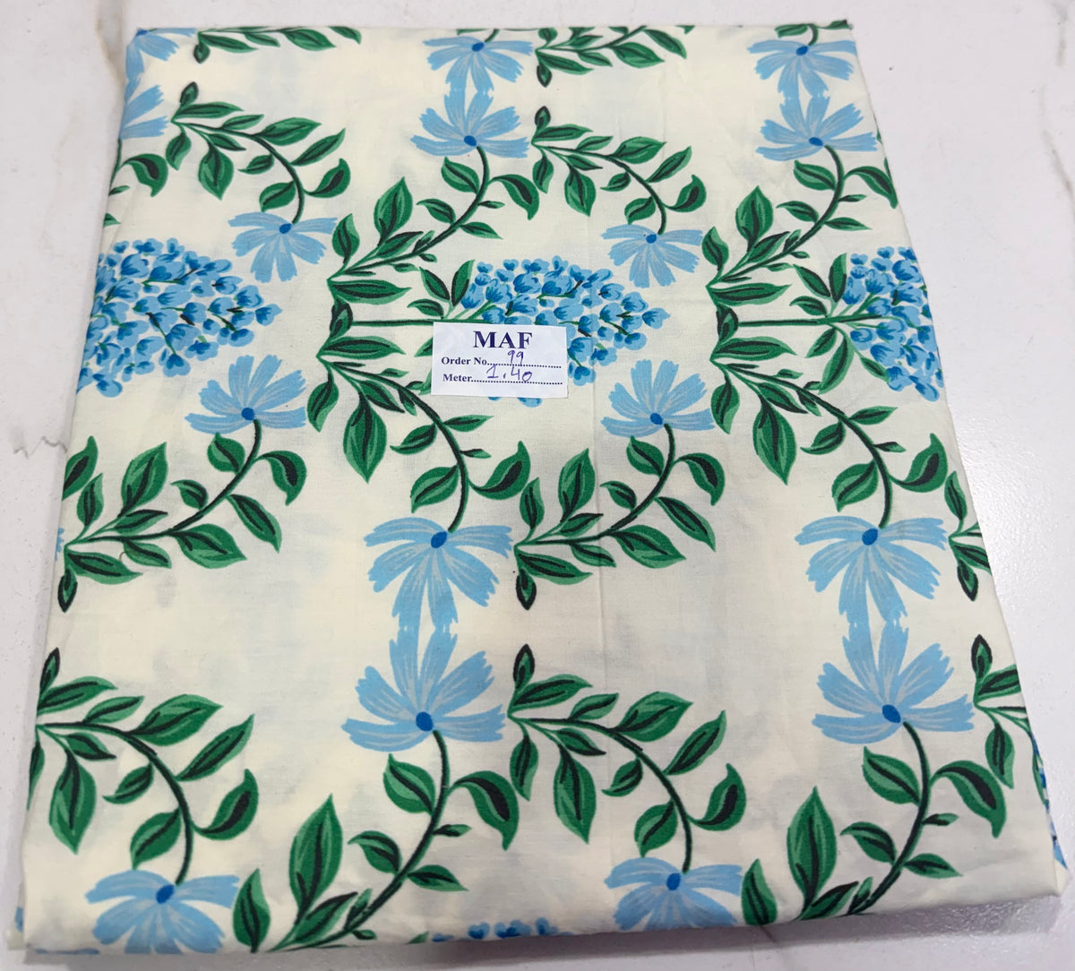 Buy Cutpiece Cotton Poplin Bunch Of Blue Flower Printed 1.40 Meter