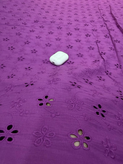 Buy Premium Cotton Cambric Schiffli Purple Blossom Fabric