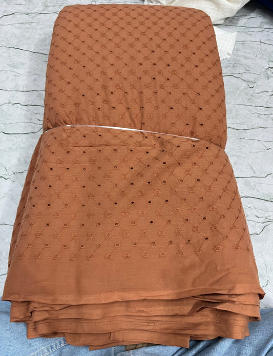 3D Cotton Hakoba Coral Brick Zig Zag Pattern Embroidery - MAF 
