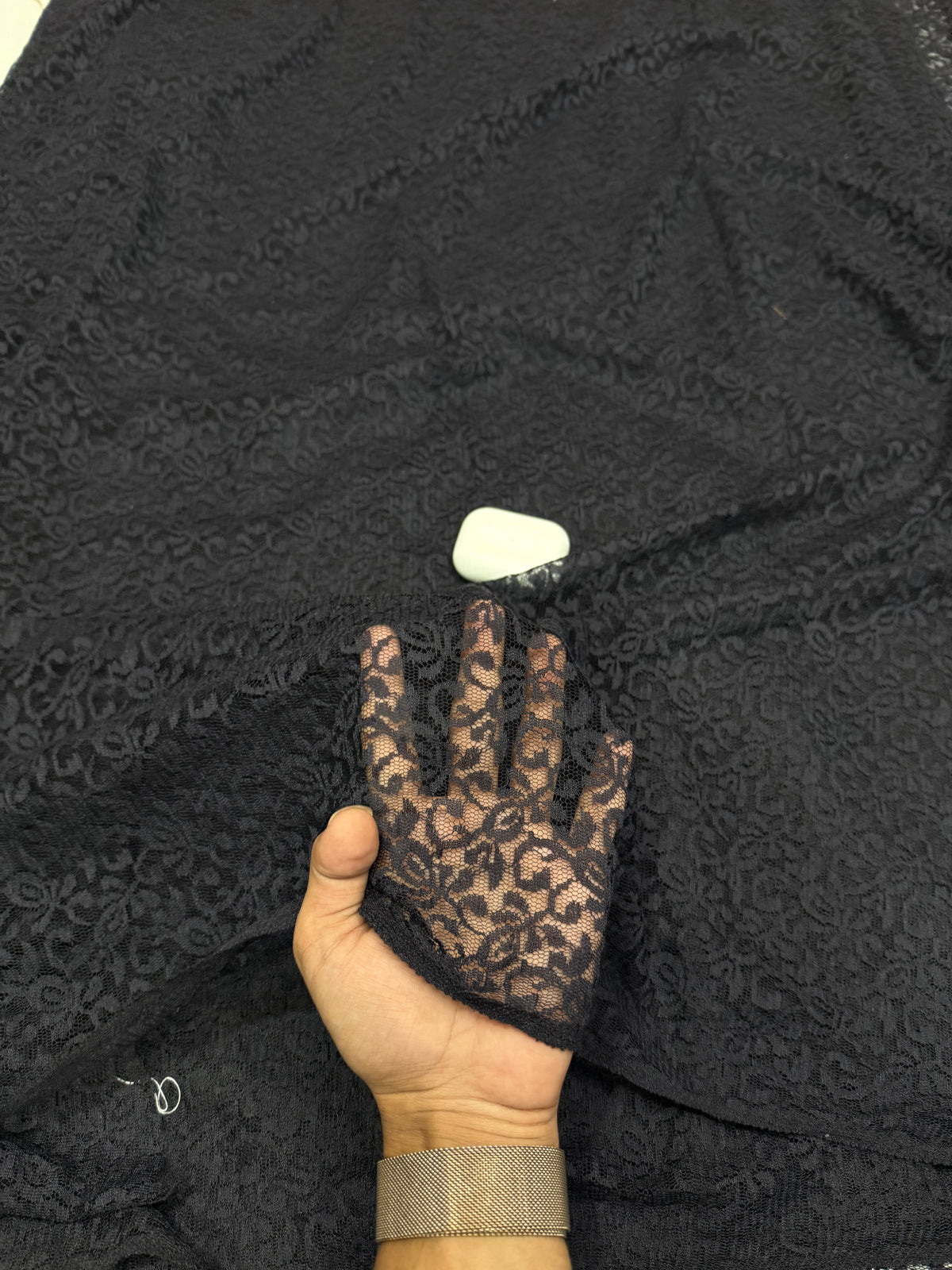 Buy Mesh Embroidery Black Floral Lace Net Fabric