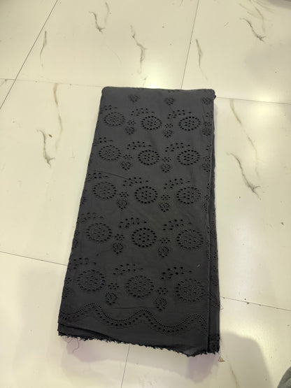 Buy Cotton Poplin Schiffli Black Floral All Over Beatiful Embroidery