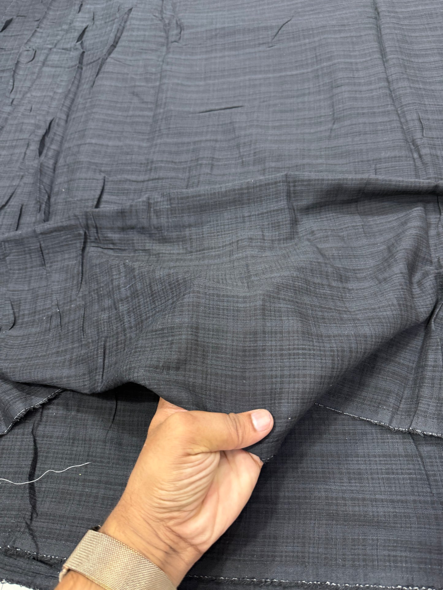 Buy Solid Grey Black Cotton Self Check