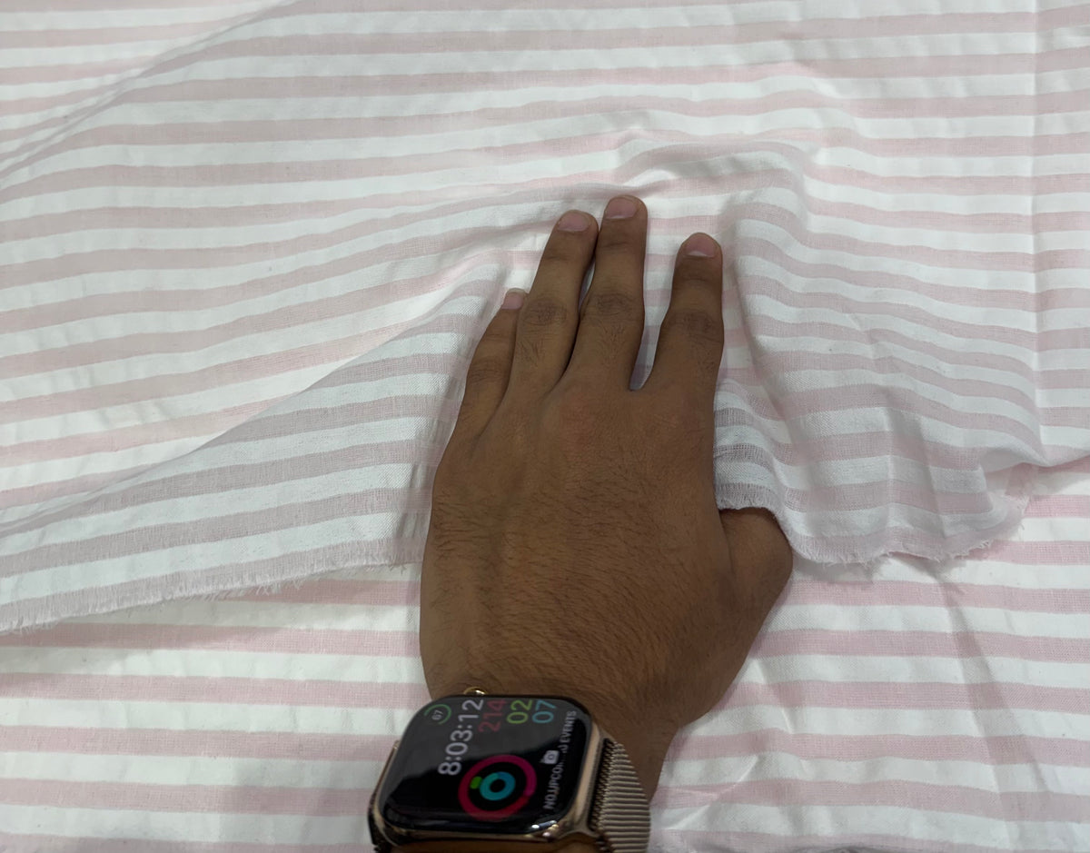 Buy Premium Seersucker Baby Pink Stripes Fabric