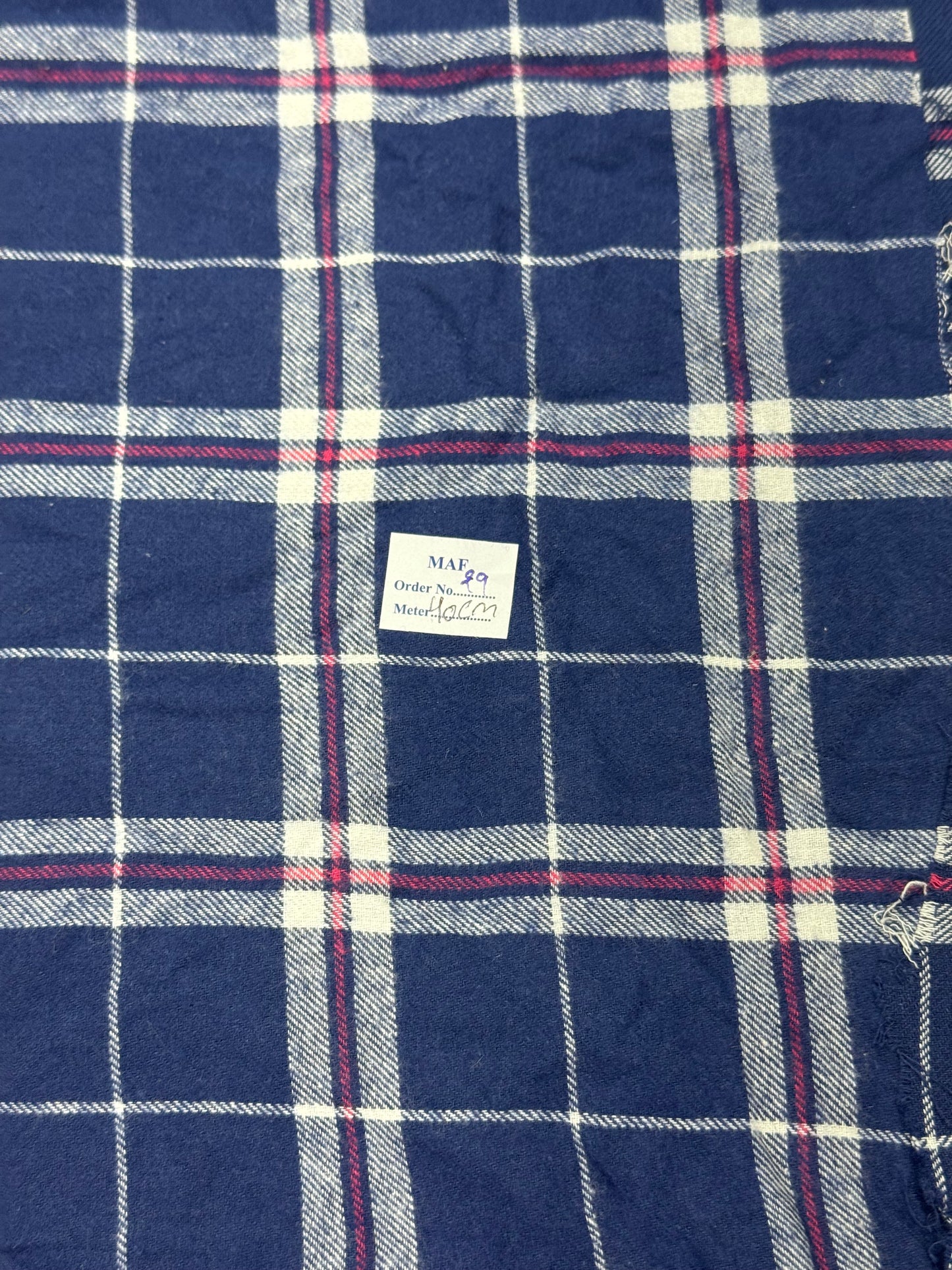 Buy Cutpiece Cotton Twill Blue Beige Check 40 Centimeter