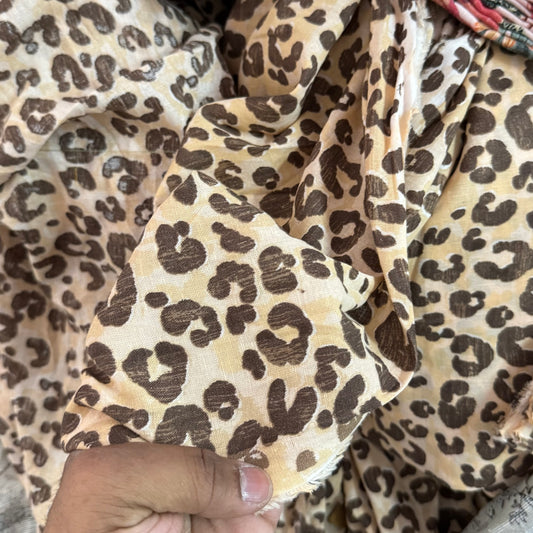 Buy Cotton Linen Cheetah Prited Fabrics - MAF 