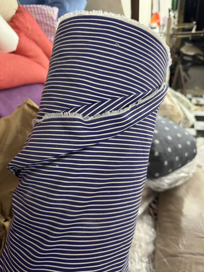 Buy Arvind Mill Poplin Blue Base White Stripes Formal Fabric