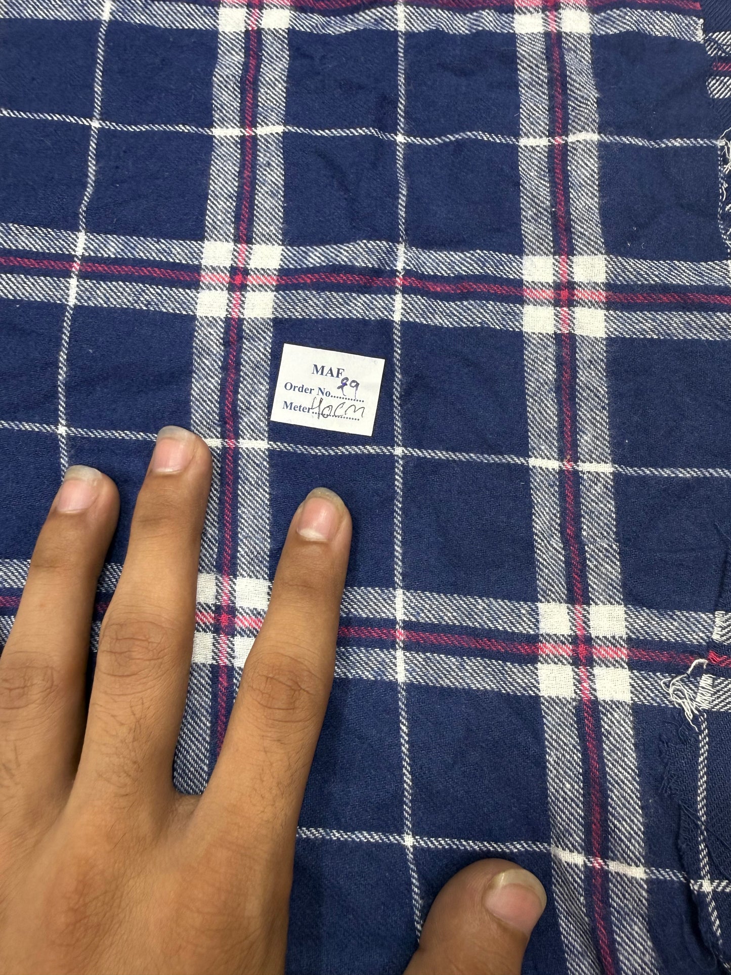 Buy Cutpiece Cotton Twill Blue Beige Check 40 Centimeter