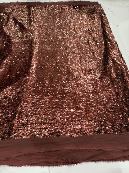 Buy Sequins Brown Coloured Fabric - MAF 