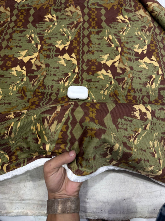 Buy Premium Corduroy Maroon Olive Abstract Print Fabric
