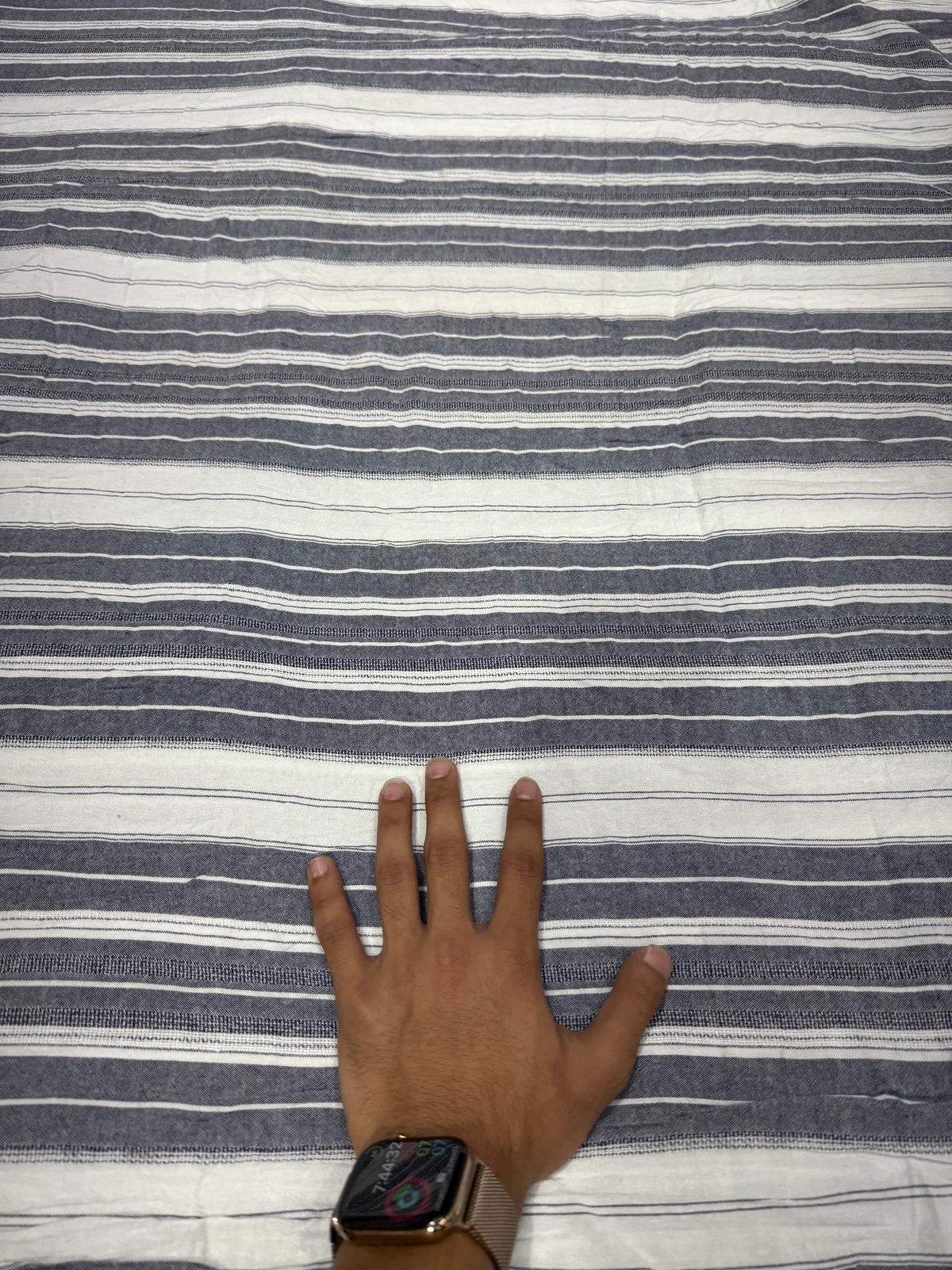 Buy Premium Cotton Dobby Grey White Stripe Fabric