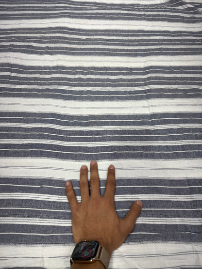 Buy Premium Cotton Dobby Grey White Stripe Fabric