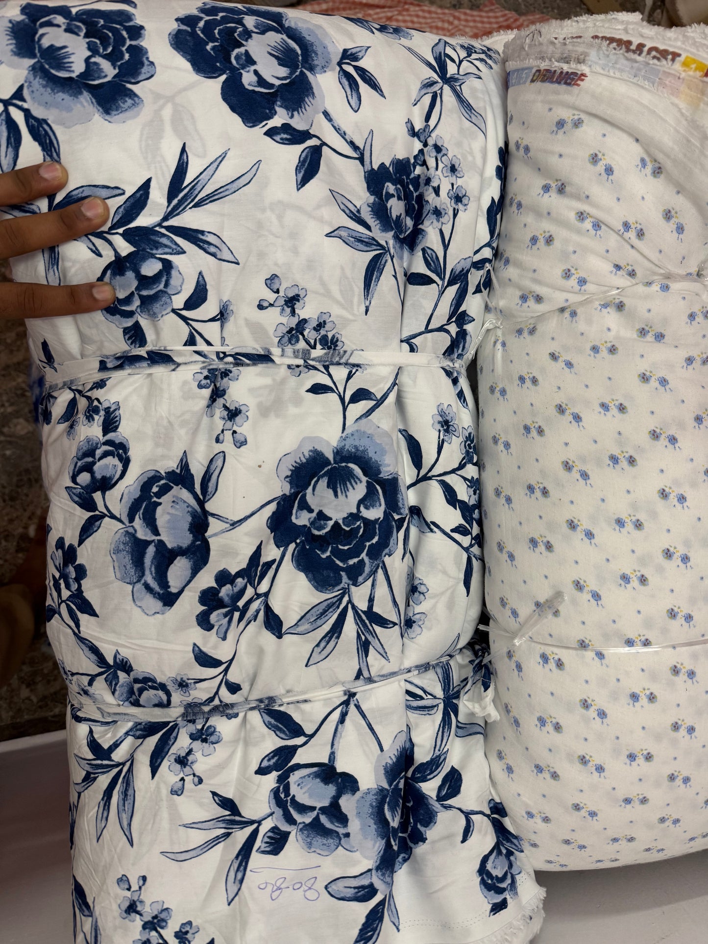 Buy Cotton Poplin Blue Flower Printed Fabric