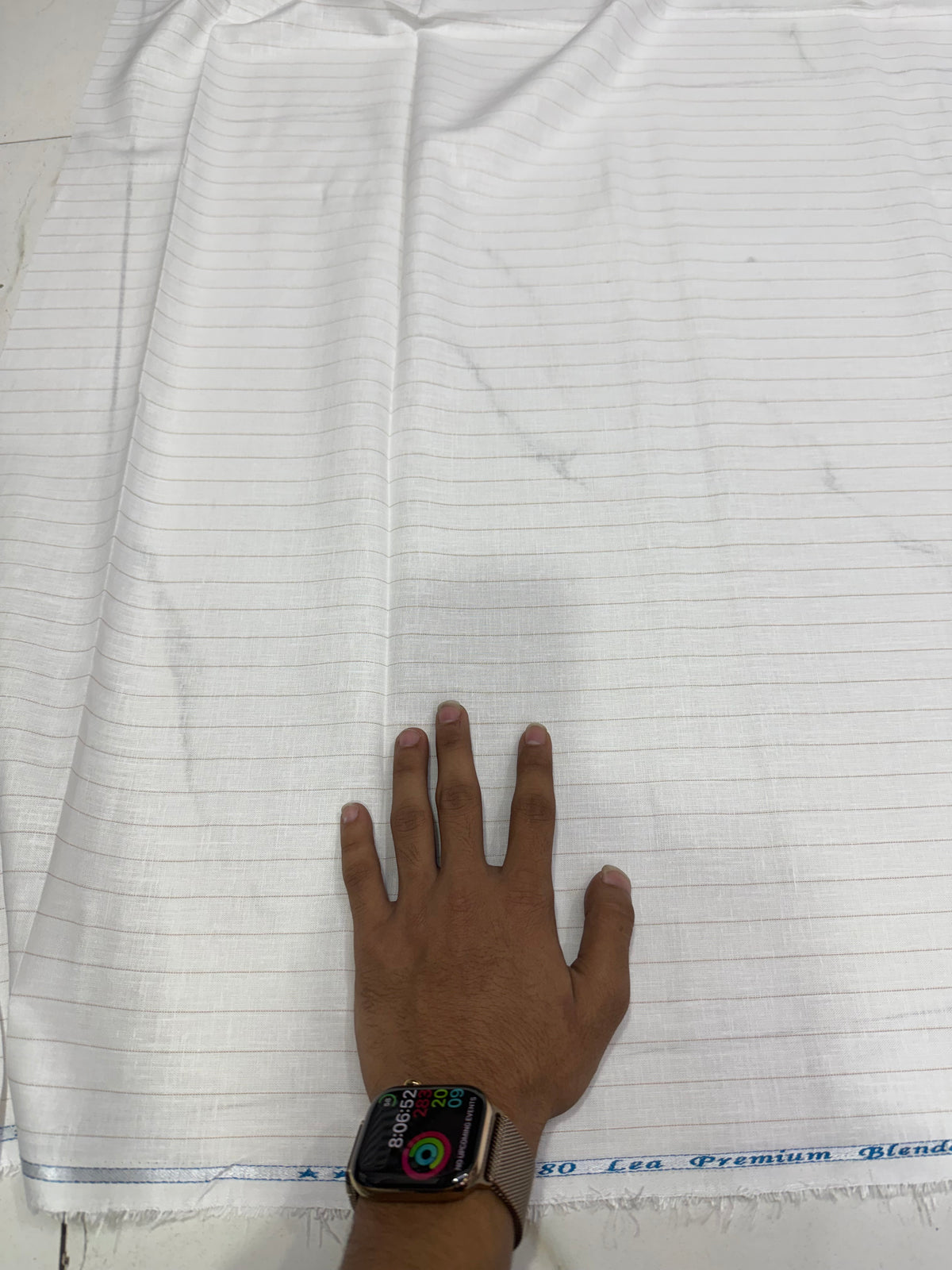 Buy 80 Lea Premium Linen White Fine Self Stripe Fabric