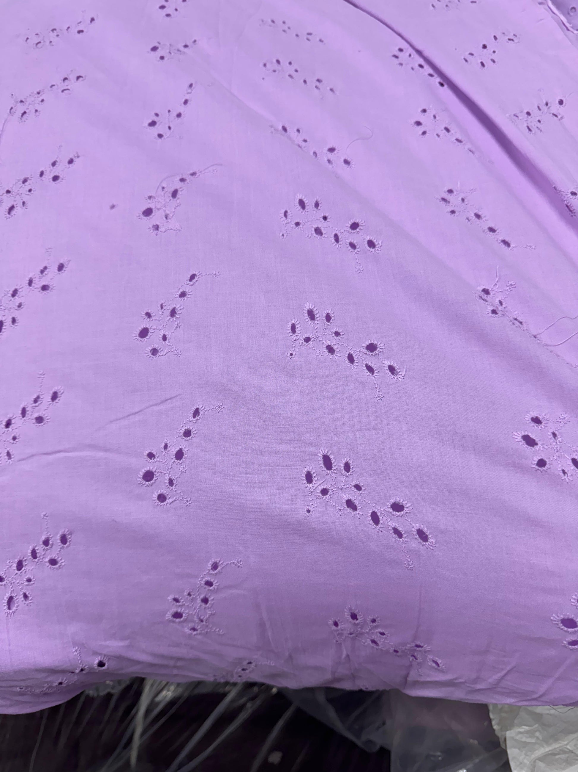 Buy Cotton Hakoba Lavender Leaf Cutwork Embroidery - MAF 