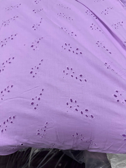 Buy Cotton Hakoba Lavender Leaf Cutwork Embroidery - MAF 