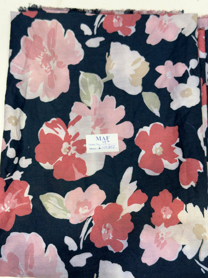 Buy Cutpiece Poplin Navy Blue Base Abstract Floral Printed 1 Meter