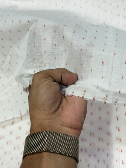Buy Premium Cotton White Rust Dobby Dot Sheer Fabric