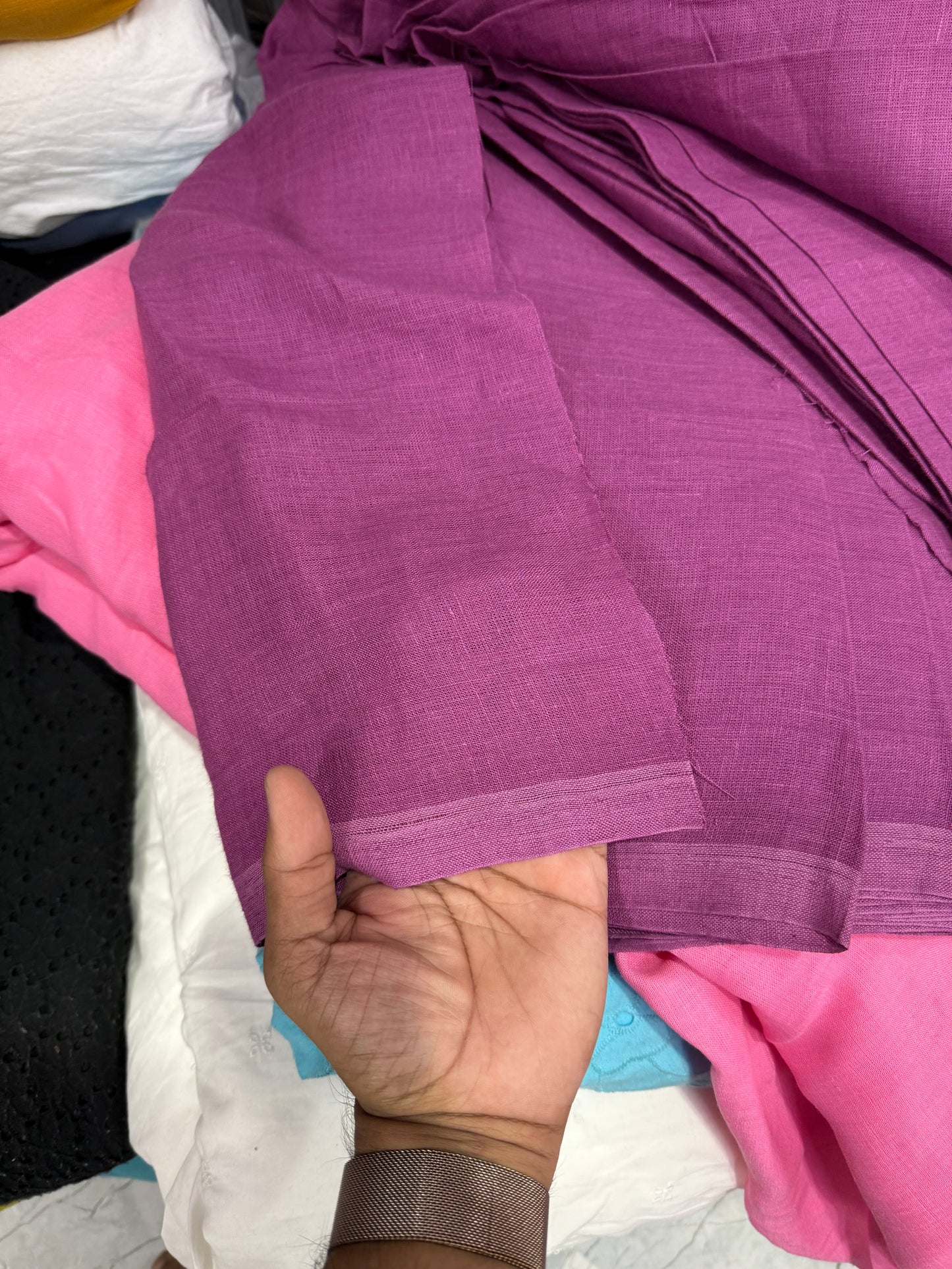 Buy Lab Certified Pure Linen Solid Soft Purple Premium Fabric