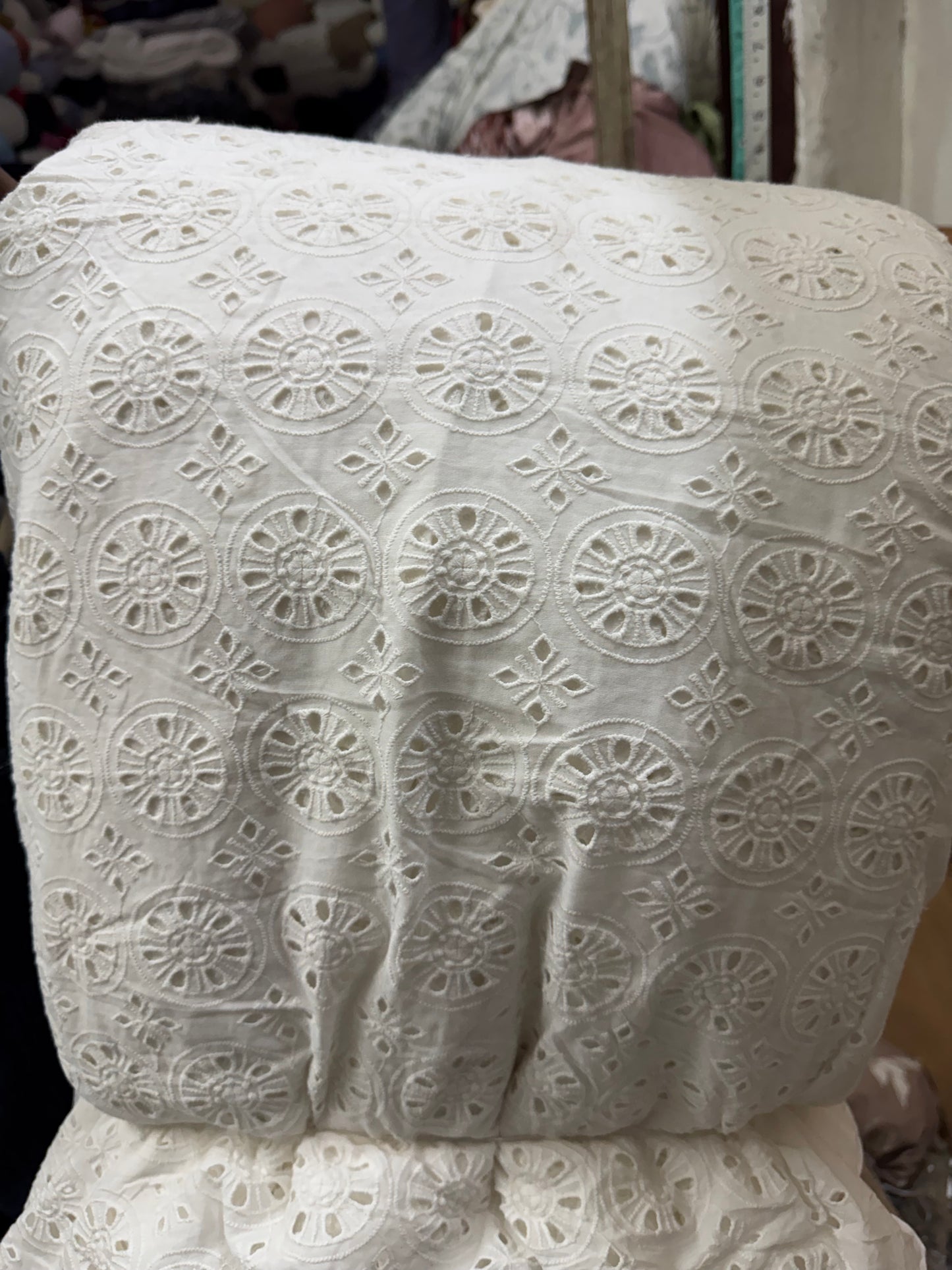 Buy White Dyeable Cotton Hakoba Circle Embroidery Design
