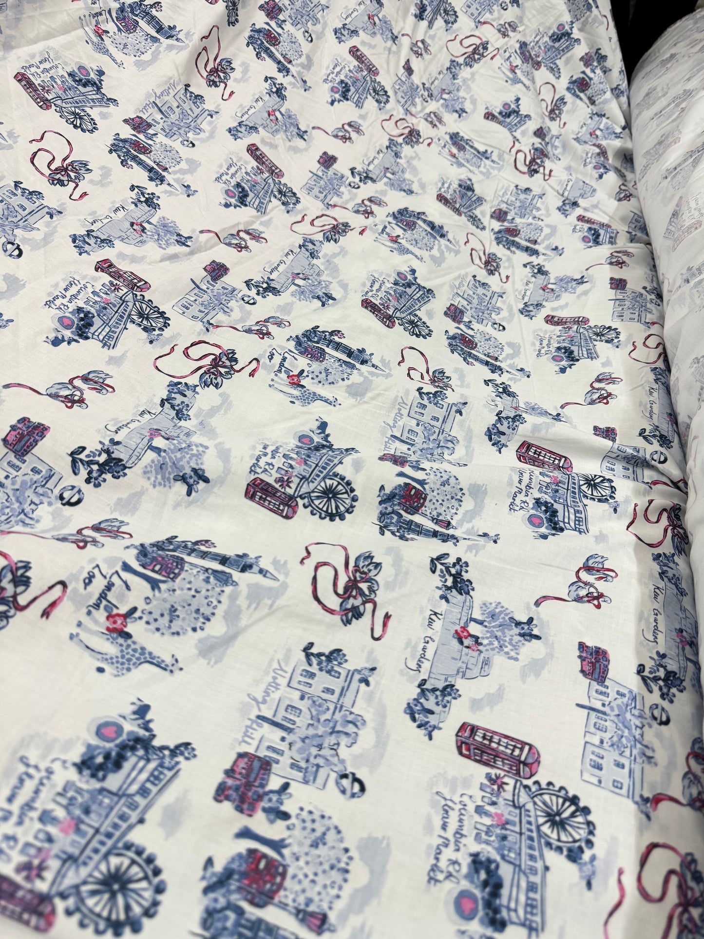 Buy Cotton Poplin Blue City Printed Fabric