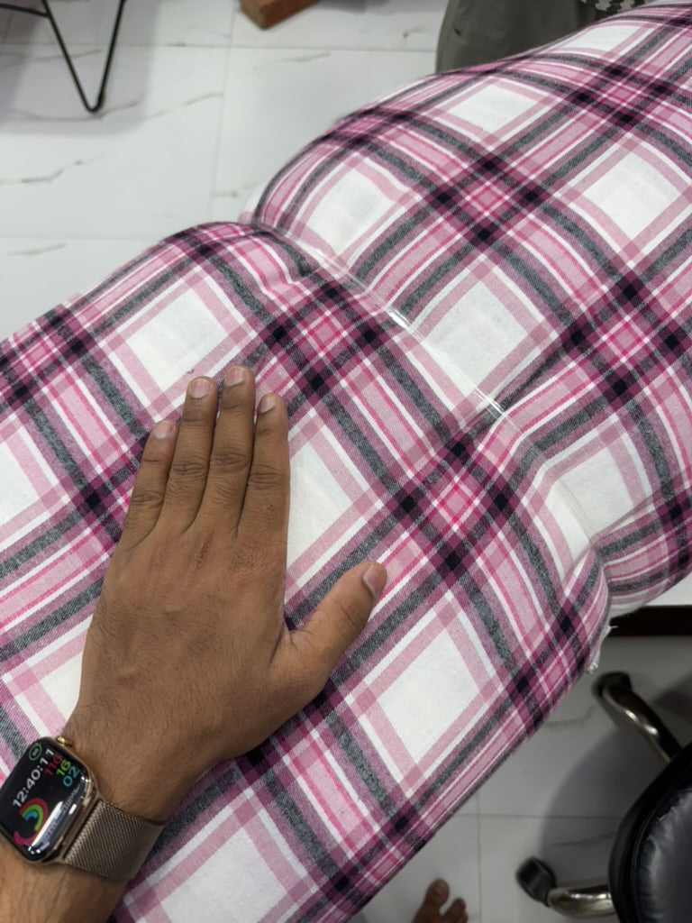Buy Cotton Flannel Twill Pink Black Check Fabric