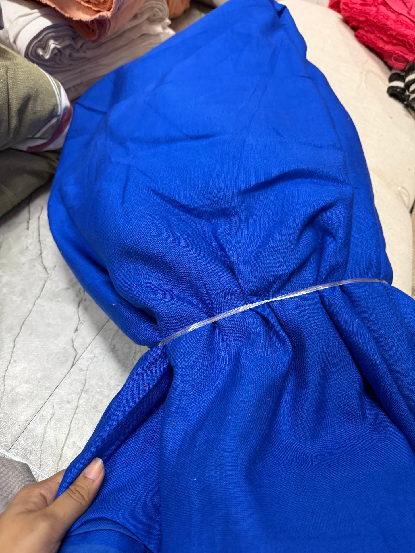 Buy Pure Linen Royal Blue Fabric - MAF 