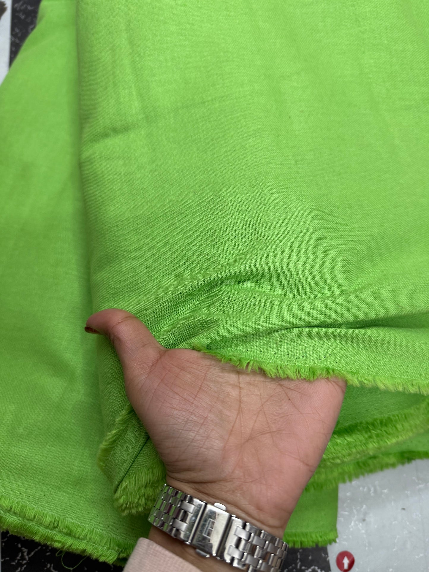 Buy Pure Linen Solid Volt Neon Green Fabric
