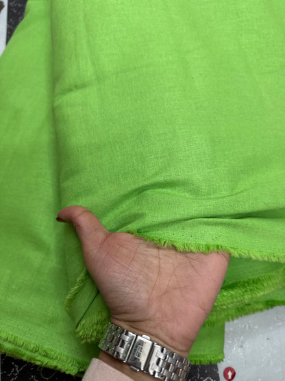 Buy Pure Linen Solid Volt Neon Green Fabric