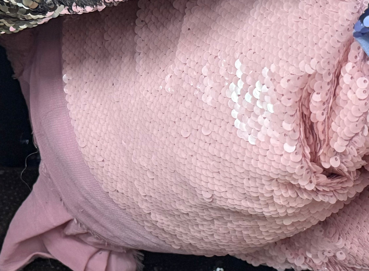 Buy Sequins Solid Pastel Pink Fabric