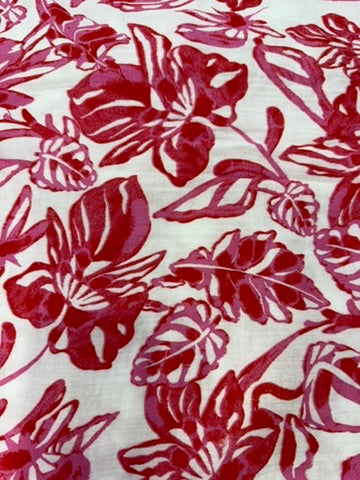Buy Soft Cotton Double Cloth Pinkish Tropical Printed Fabric