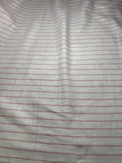 Buy 80 Lea Pure Linen Pink Double Line Stripe Shirting Fabric