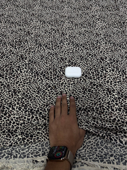 Buy Cotton Crepe Off White Black Leopard Print Fabric