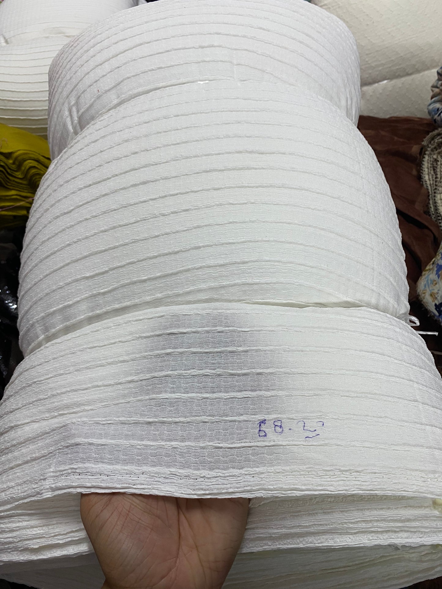 Buy Poly Viscose Stripes Trendy White Fabric
