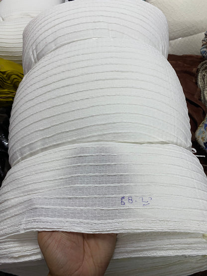 Buy Poly Viscose Stripes Trendy White Fabric