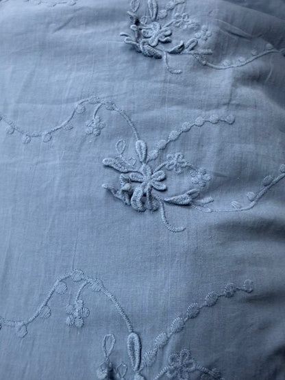 Buy Sea Blue Dyeable Cotton Applique Embroidery Design