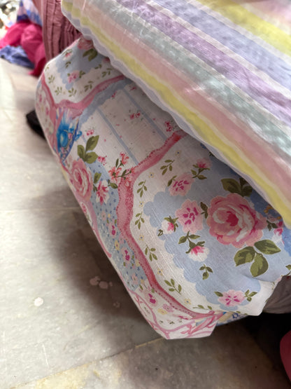 Buy Cotton Slub Shell Pink Dominant Printed Fabric