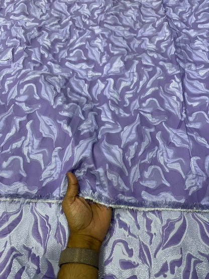 Buy Thick Viscose Jacquard Lavender Base Self Work Fabric