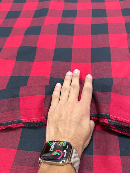 Buy Premium Cotton Twill Red Black Buffalo Check Fabric