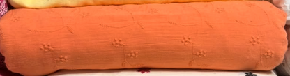 Buy Cotton Orange Start Flower Embroidery Fabric