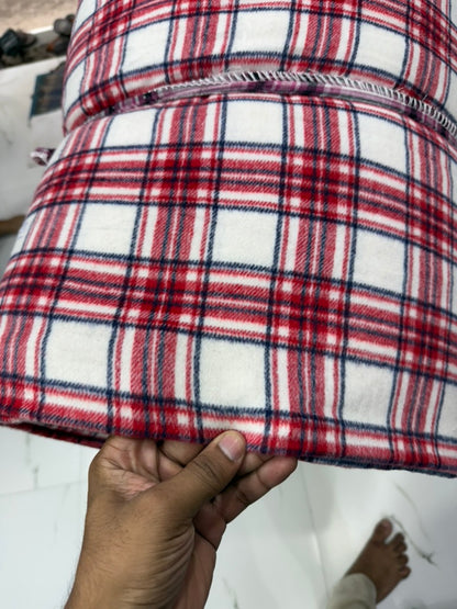 Buy Cotton Flannel Red Ivory Check Fabric